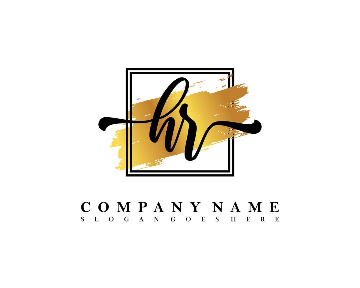 HR Initial handwriting logo concept vector