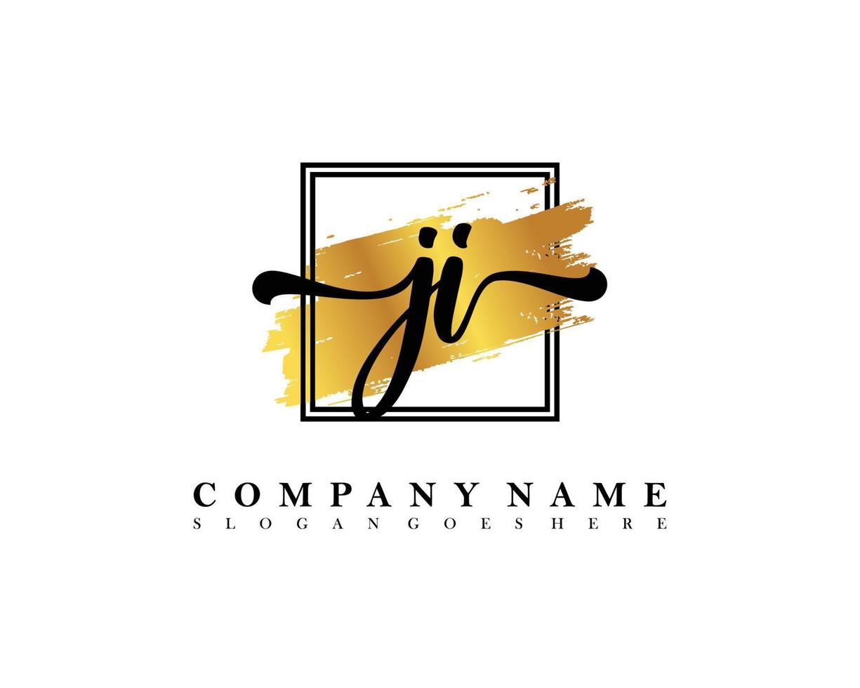 JI Initial handwriting logo concept vector