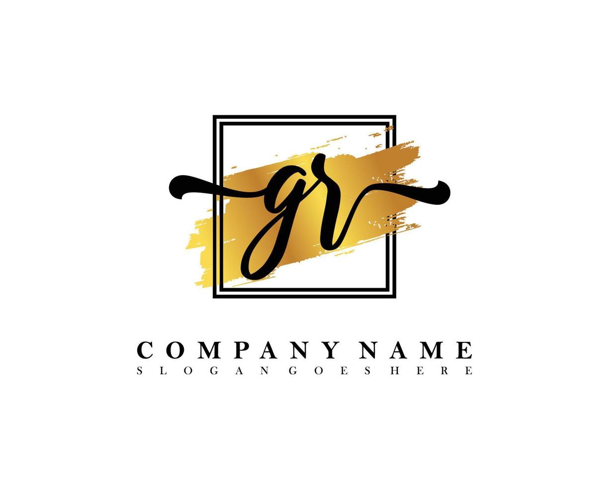 GR Initial handwriting logo concept vector
