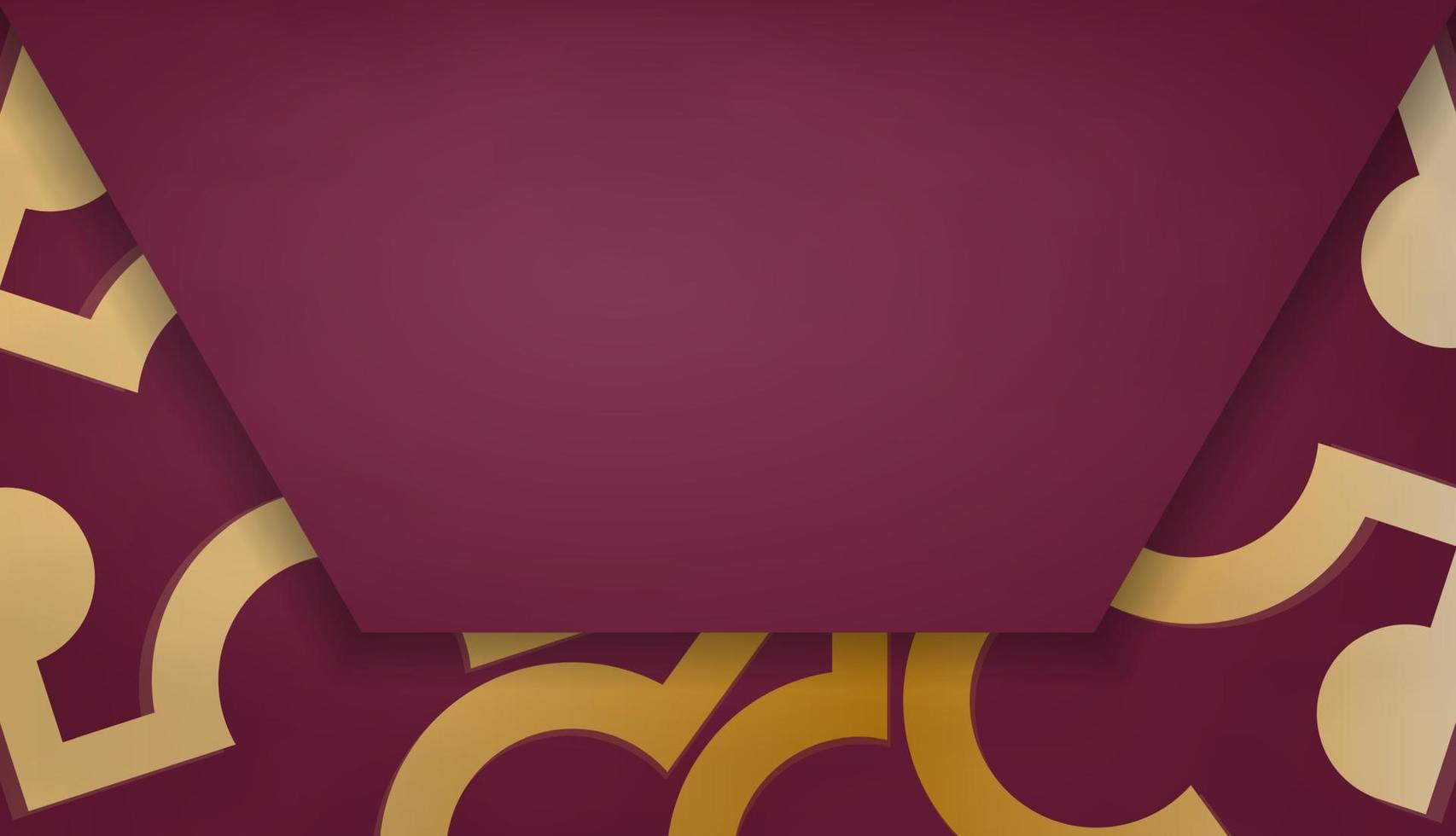 Burgundy banner with Indian gold ornaments and place under your text vector
