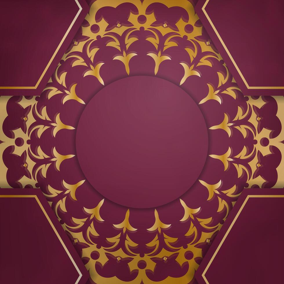 Golden floral pattern on a purple background vector