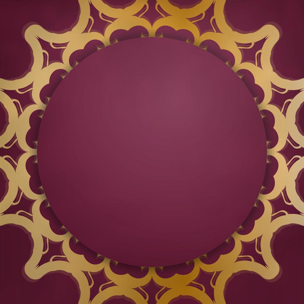 Brochure burgundy with greek gold ornaments for your design. vector