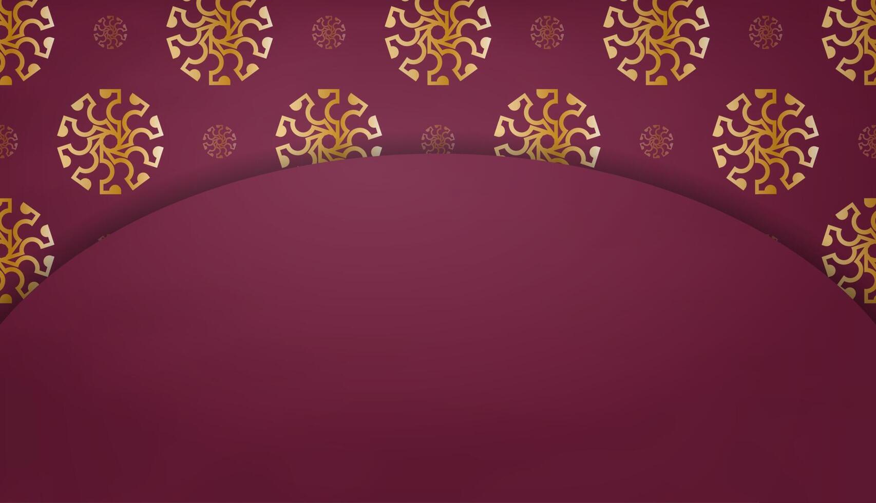 Burgundy banner with luxurious gold pattern for design under your text vector