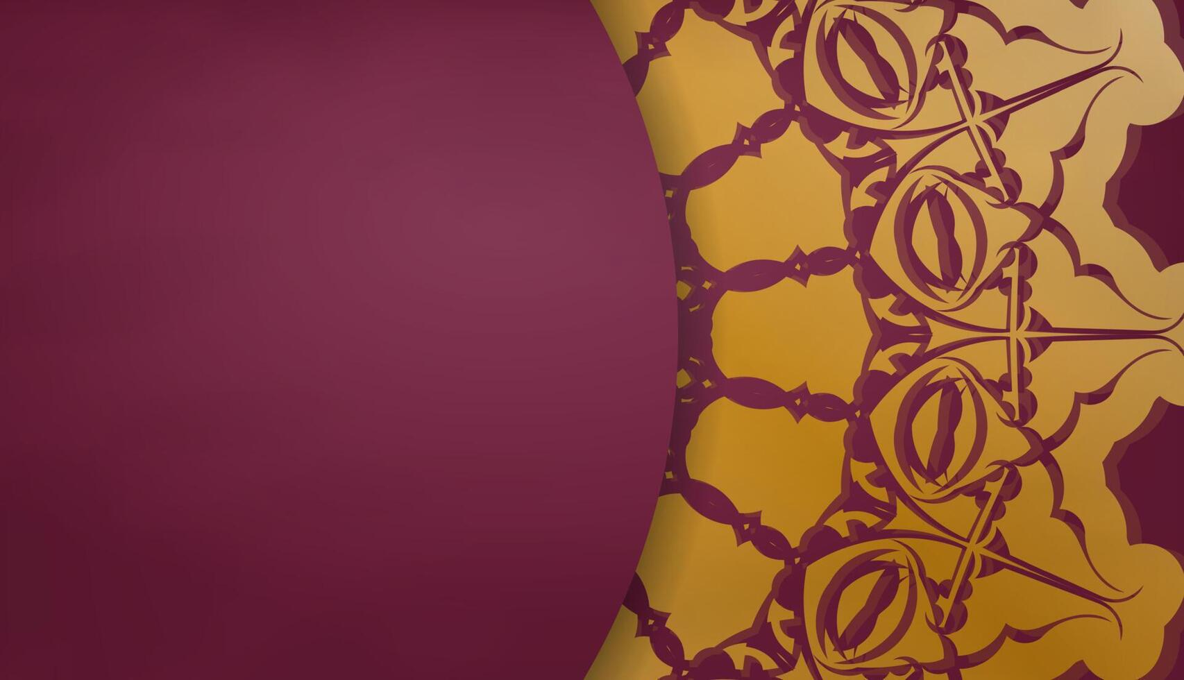Burgundy banner with Indian gold ornaments and a place under the logo vector