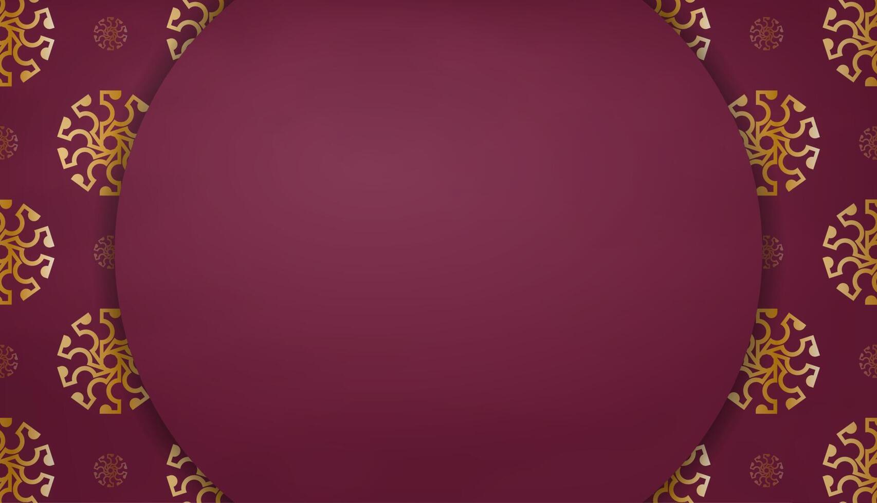 Burgundy banner with antique gold pattern and logo space vector