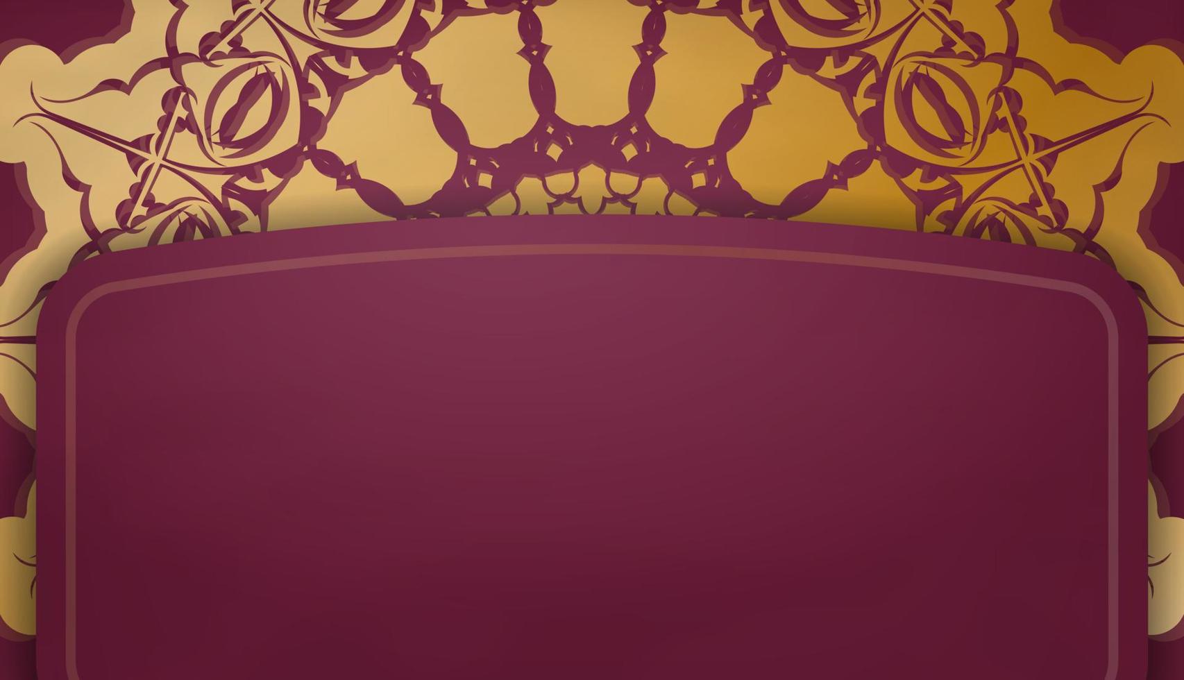 Burgundy banner with luxurious gold ornaments for logo design vector