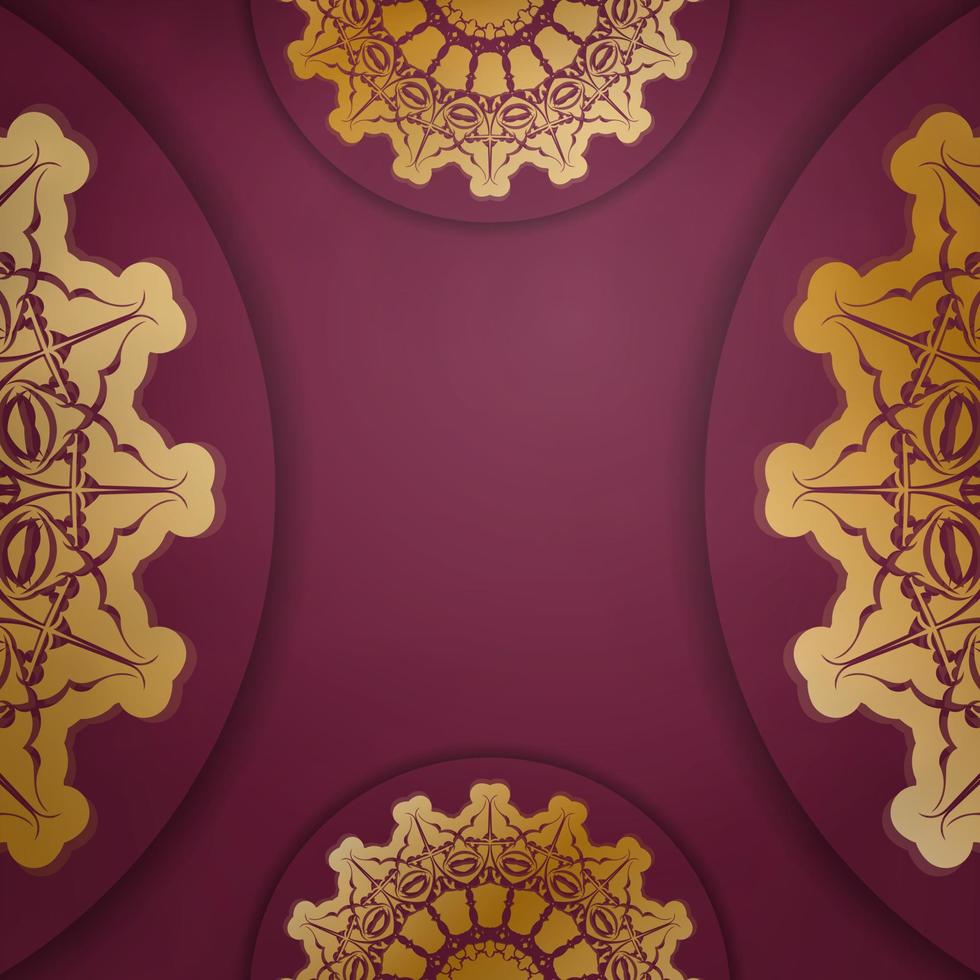 Burgundy brochure with luxurious gold ornaments for your design. vector