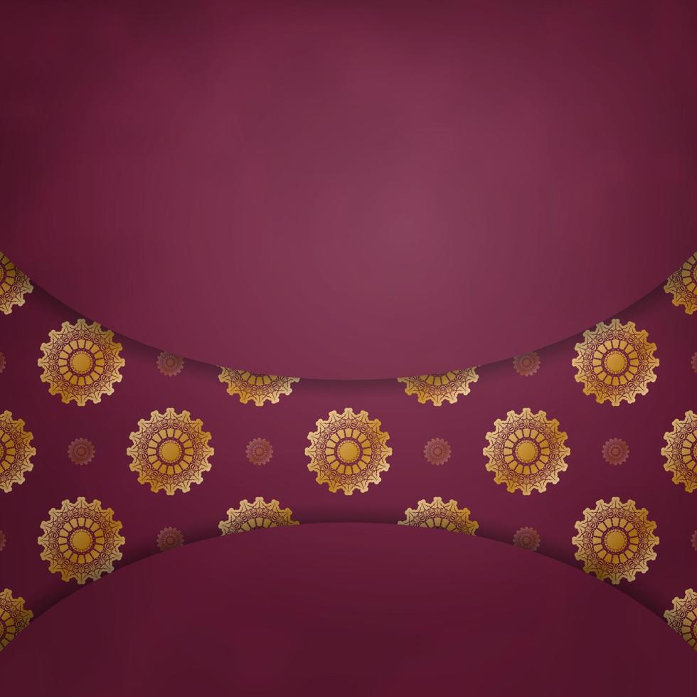 Brochure in burgundy color with luxurious gold ornaments for your brand. vector