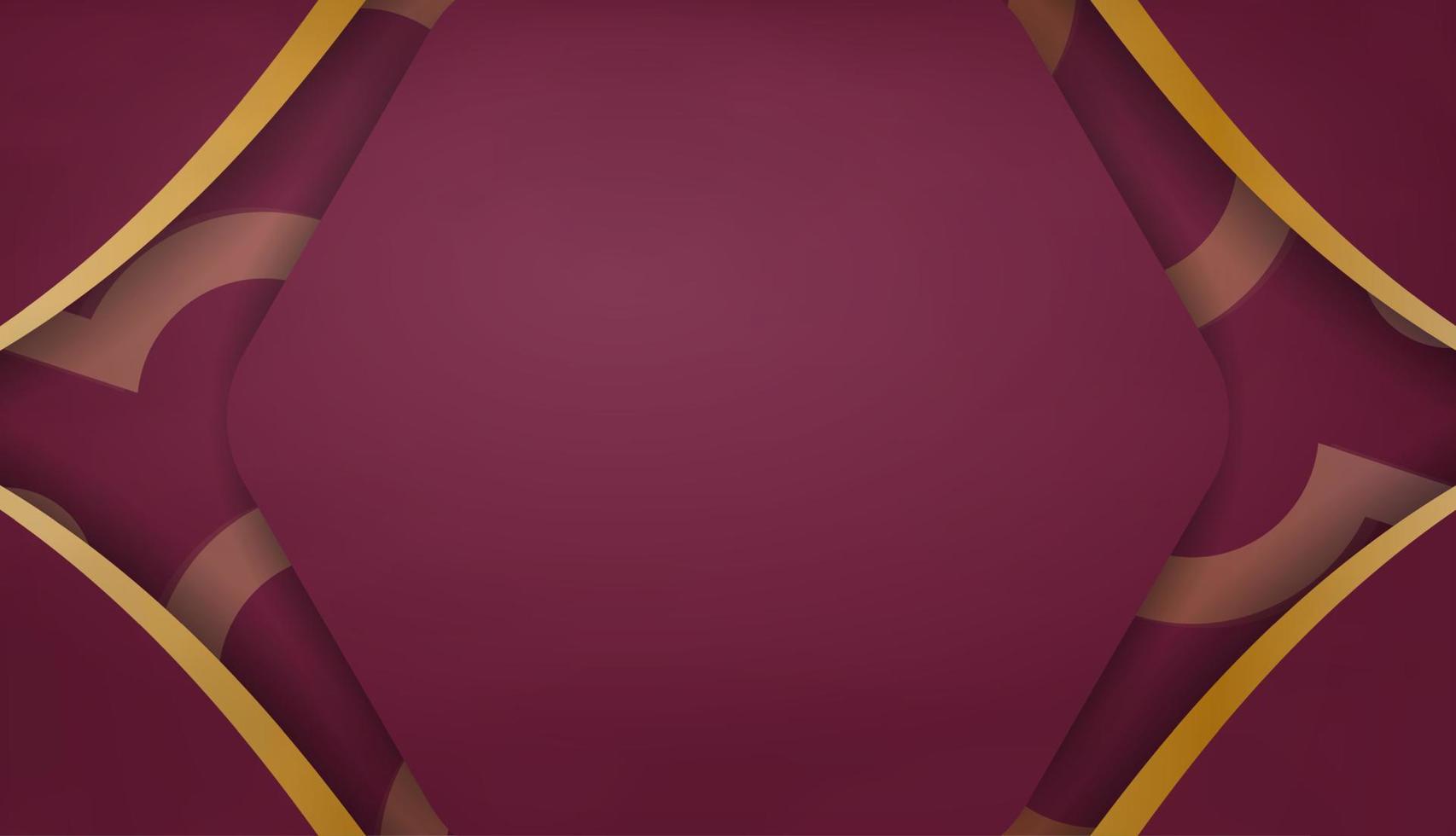Burgundy banner with abstract gold ornament and place for text vector