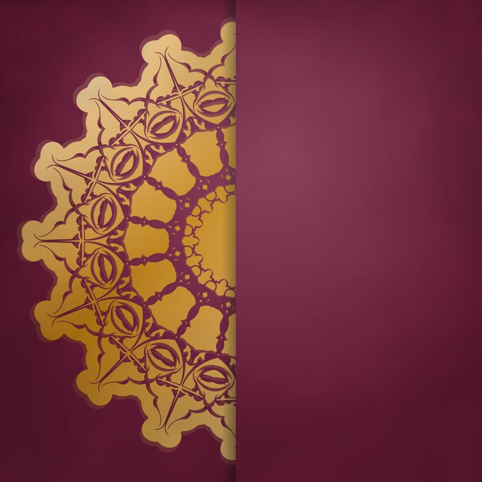 Vintage gold pattern burgundy brochure for your brand. vector