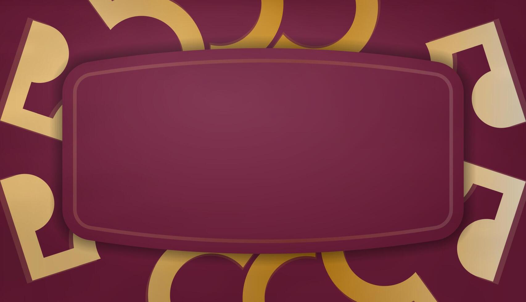 Burgundy banner with luxurious gold ornaments and a place under the logo vector