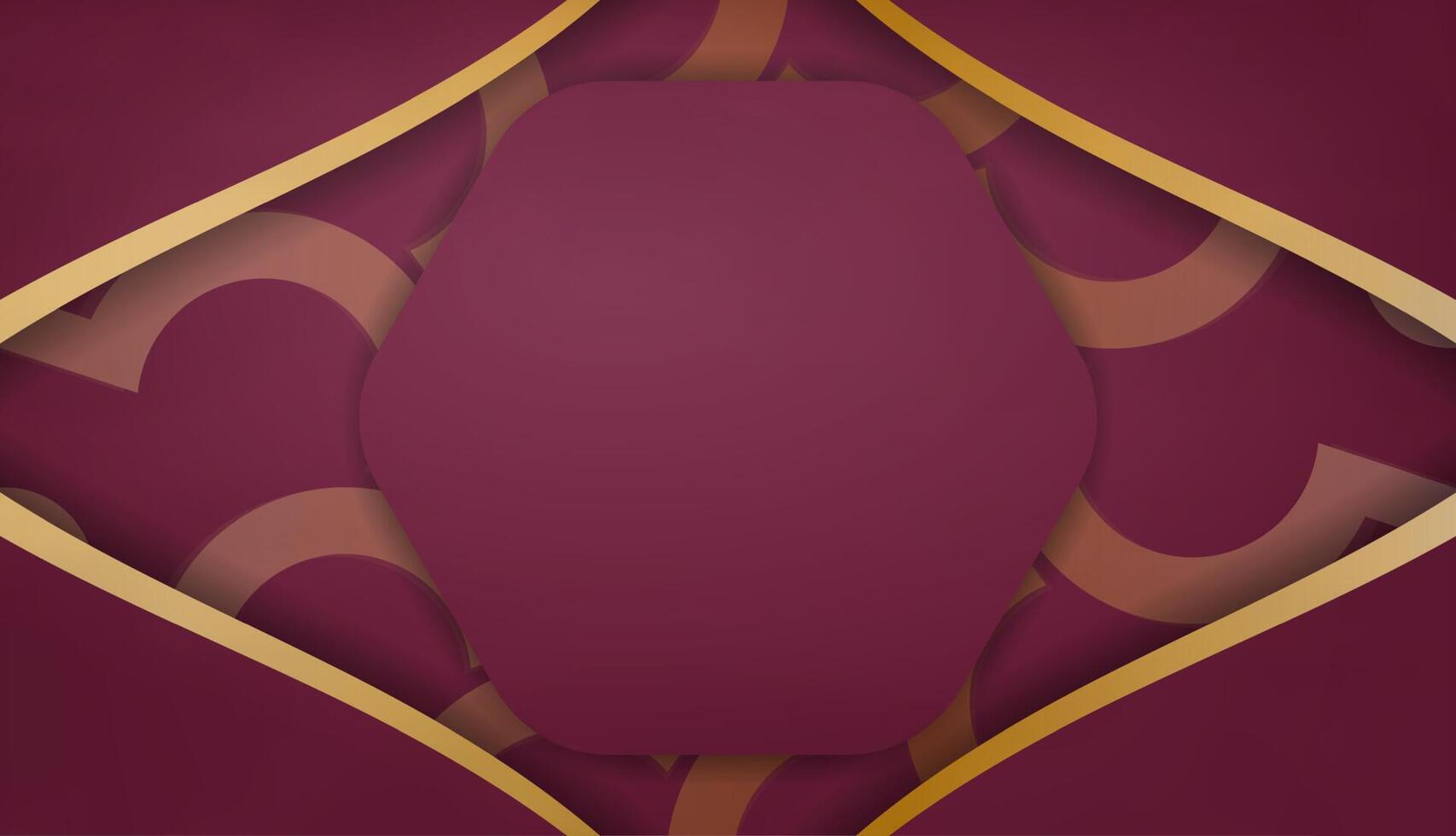 Burgundy banner with antique gold ornaments and place for text vector