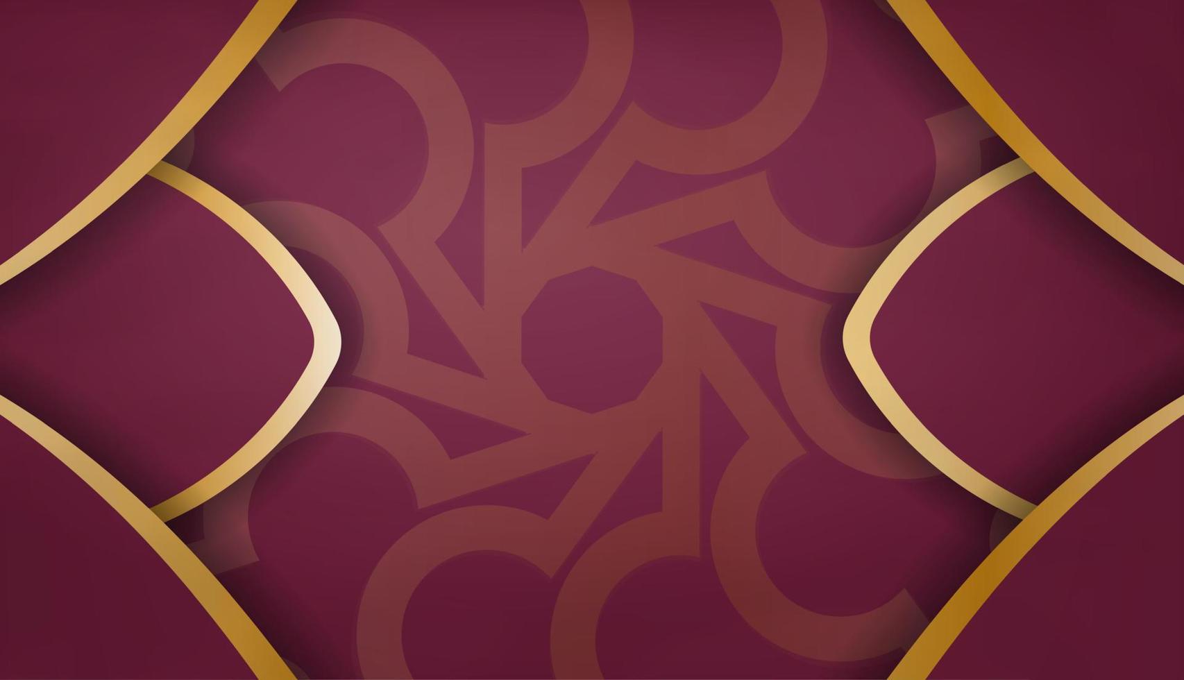 Burgundy banner with Indian gold ornaments and place for text vector