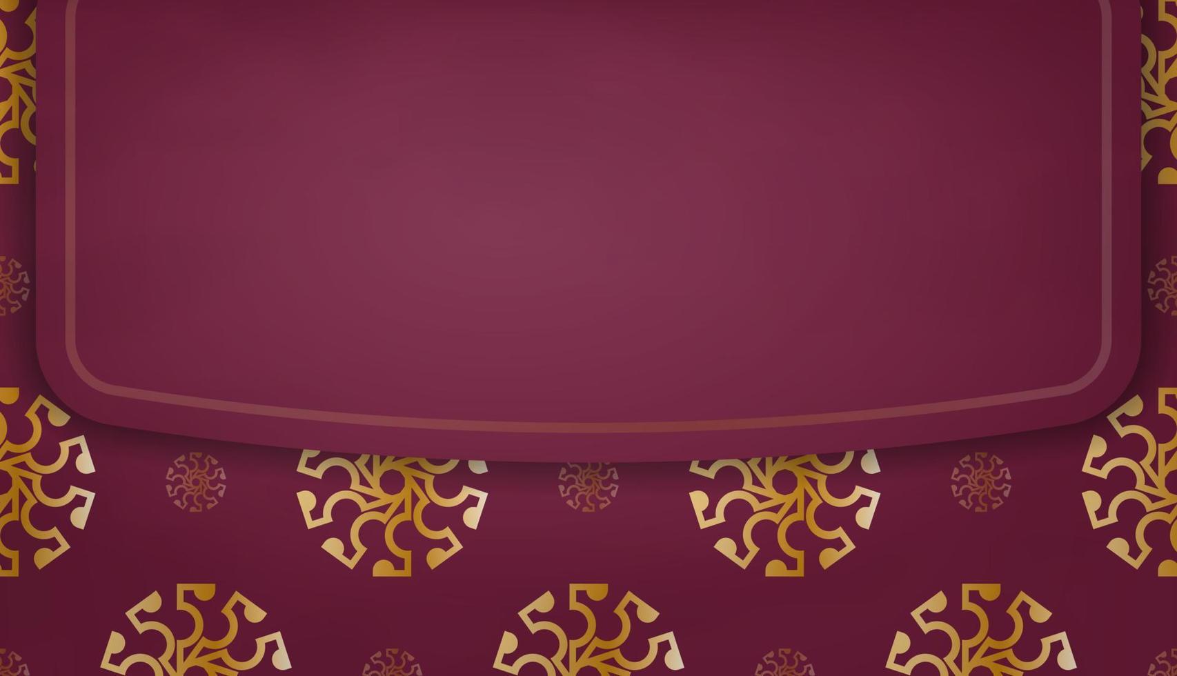 Baner of burgundy color with abstract gold pattern for design under your text vector