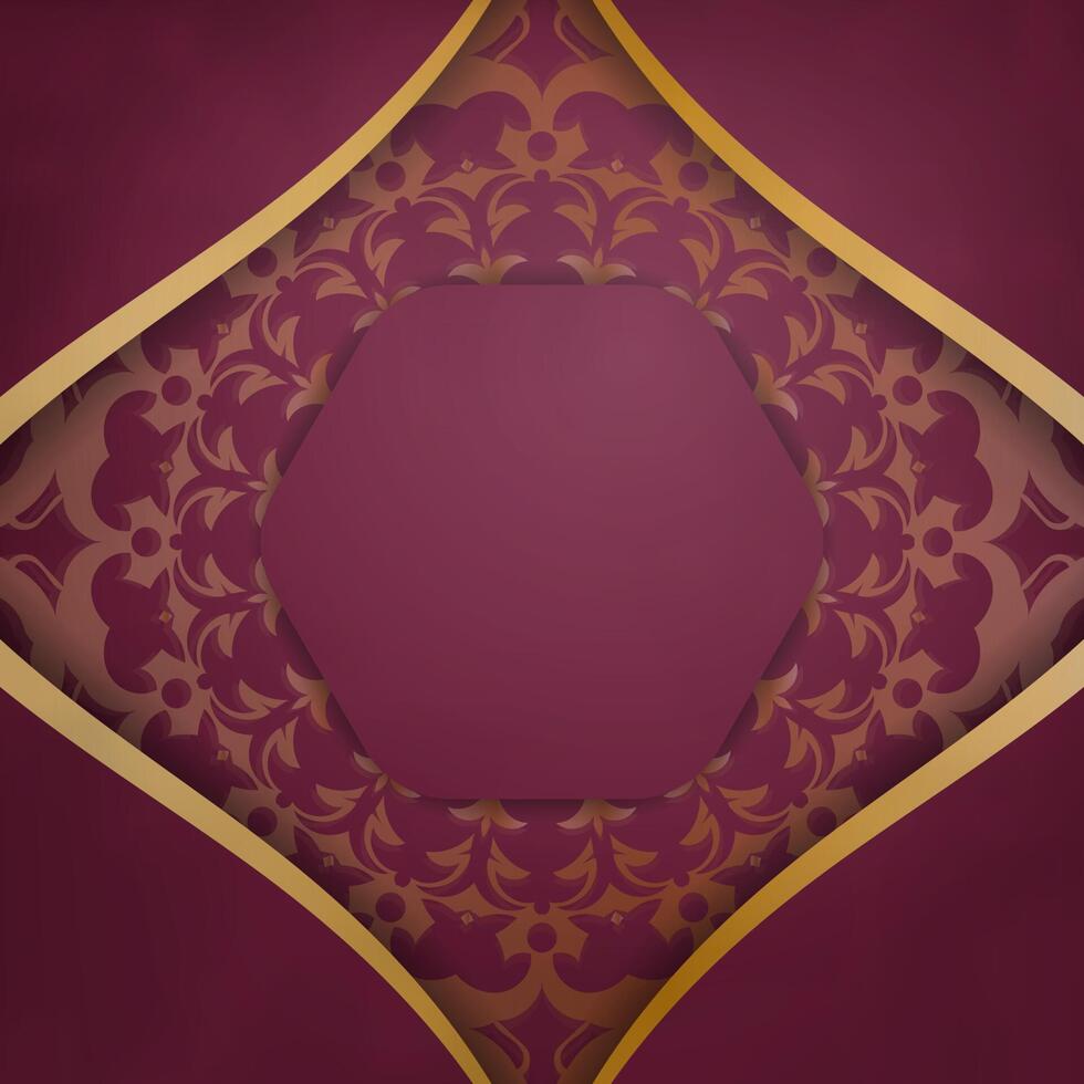 A purple and gold background with a gold frame vector