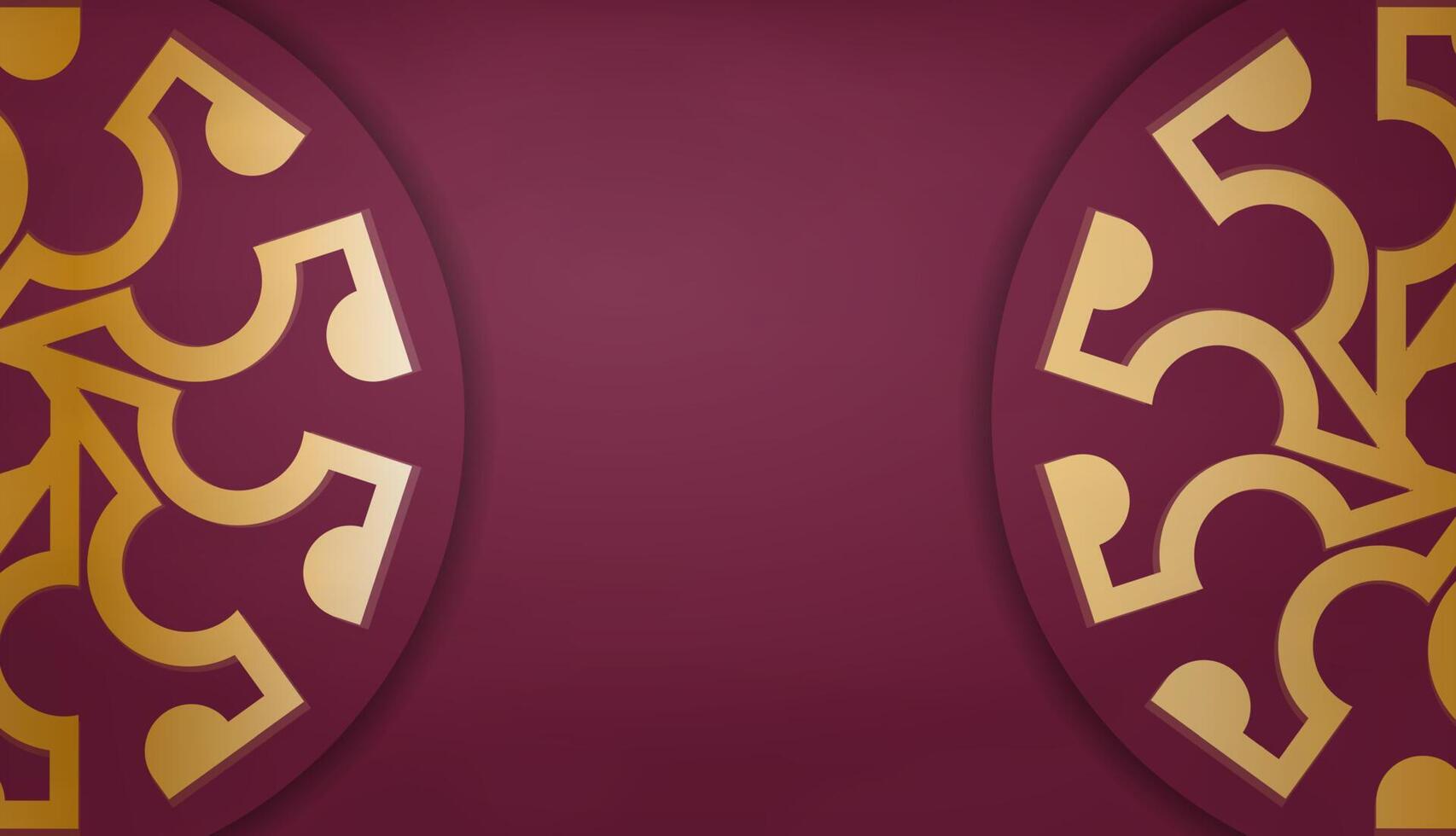 Two gold and maroon circular designs on a purple background vector