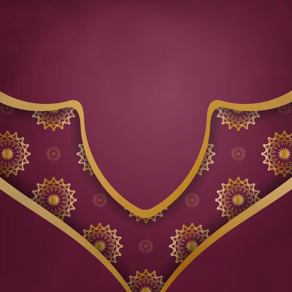 An ornate purple background with gold trim vector