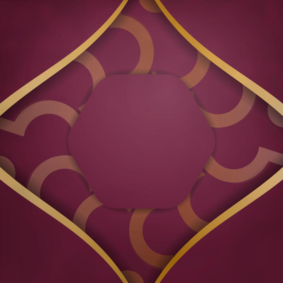 A maroon background with gold geometric shapes vector