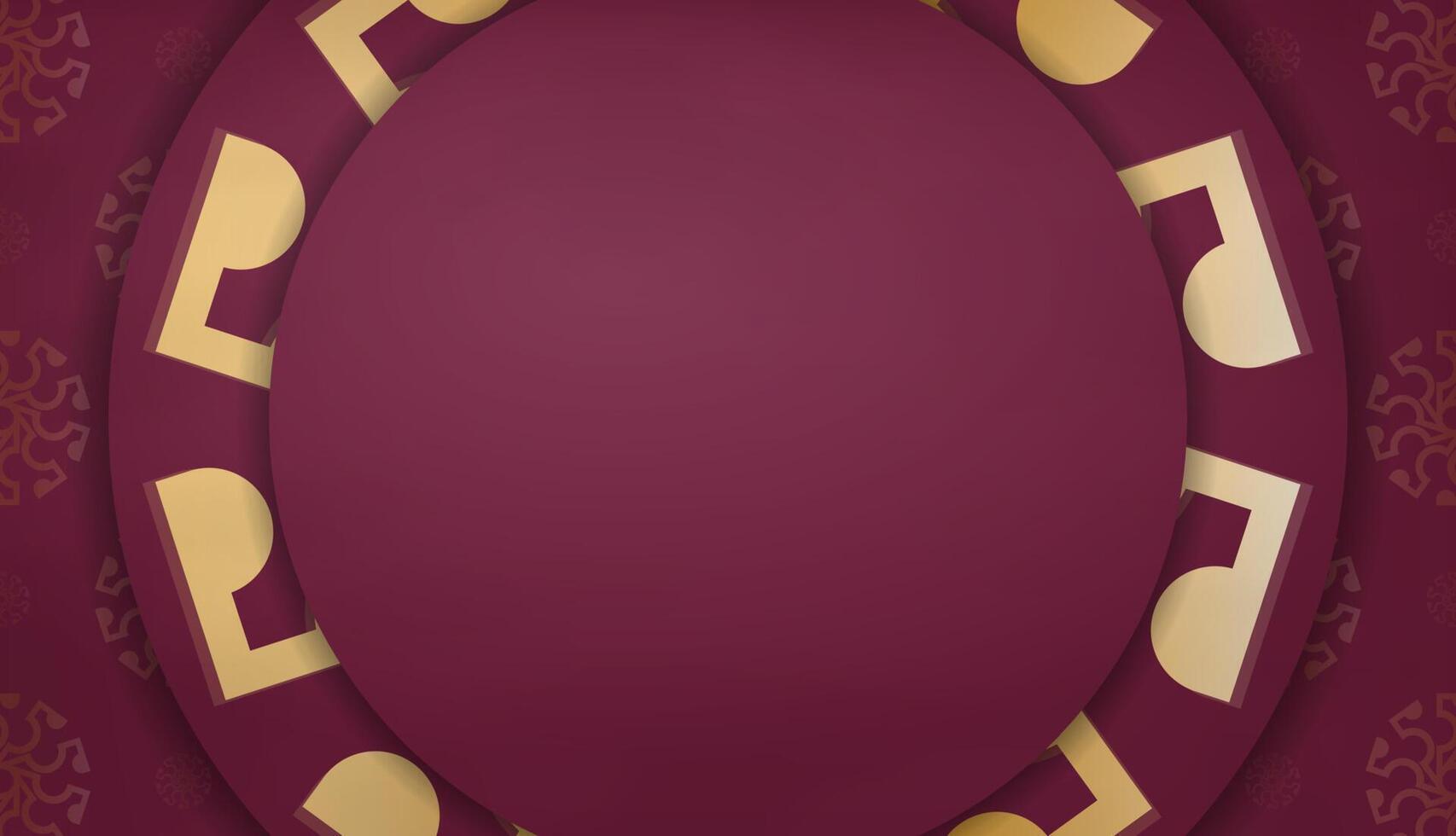 A gold and maroon background with a circular frame vector
