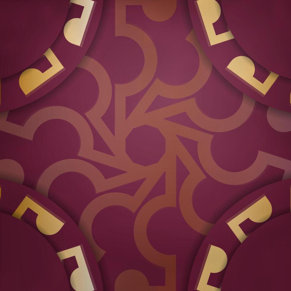 A maroon and gold pattern with a geometric design vector