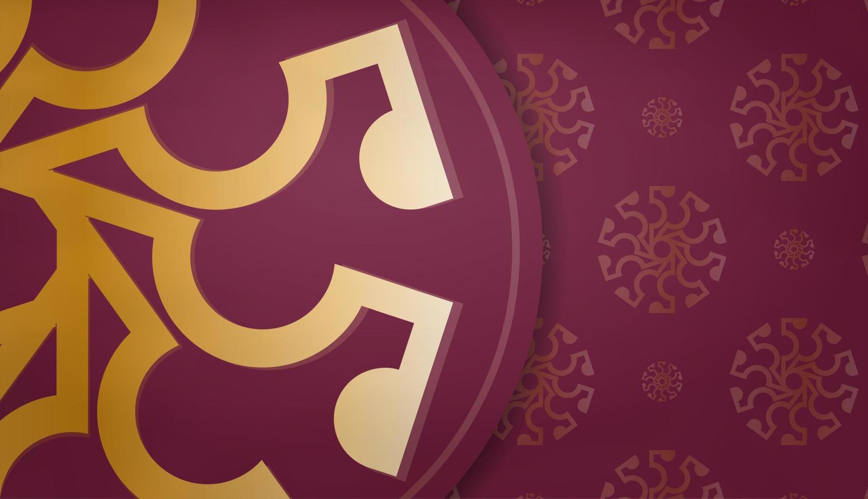 Baner of burgundy color with indian gold ornaments for design under the text vector