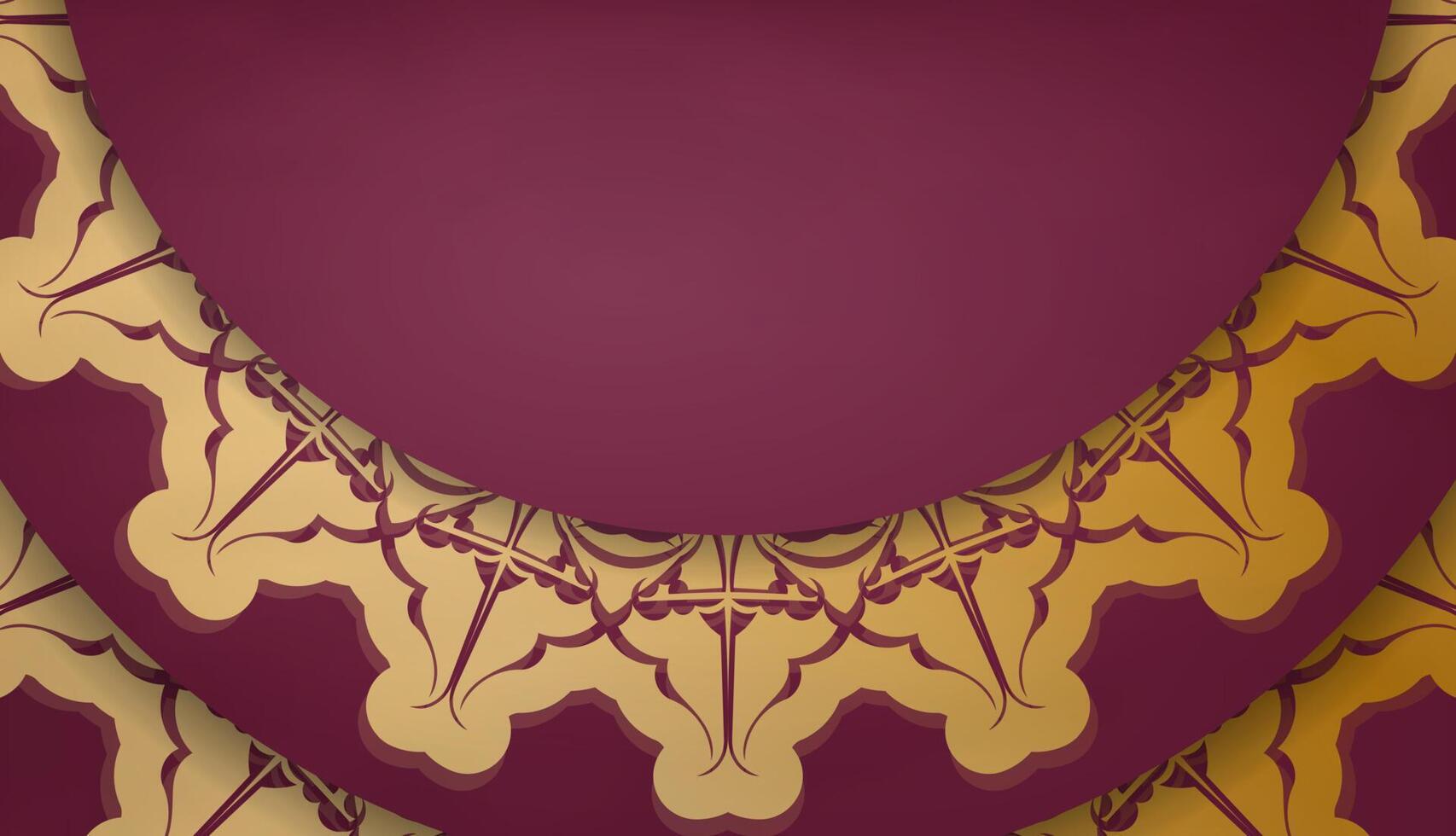 Burgundy banner with Greek gold pattern and space for your logo vector