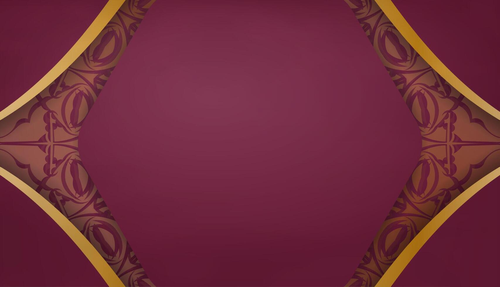 Burgundy banner with Indian gold ornaments and a place for your logo vector