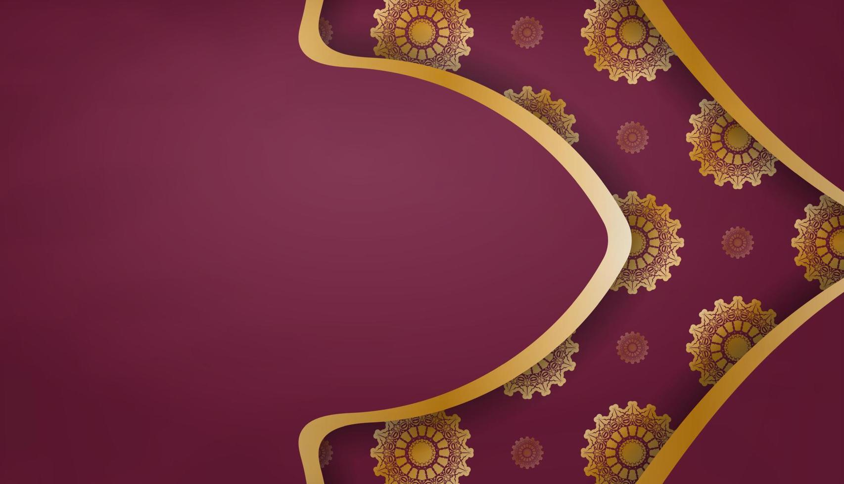 Burgundy banner with indian gold pattern for design under your logo vector