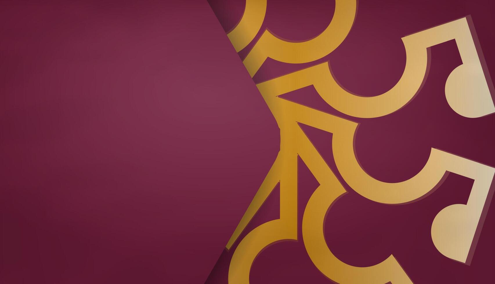 Burgundy banner with antique gold ornaments and a place under the logo vector
