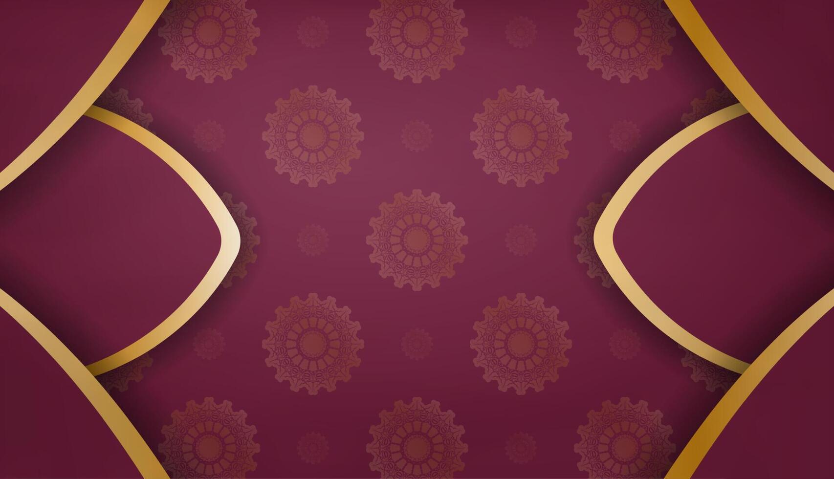 Burgundy banner with luxurious gold pattern for design under your logo vector