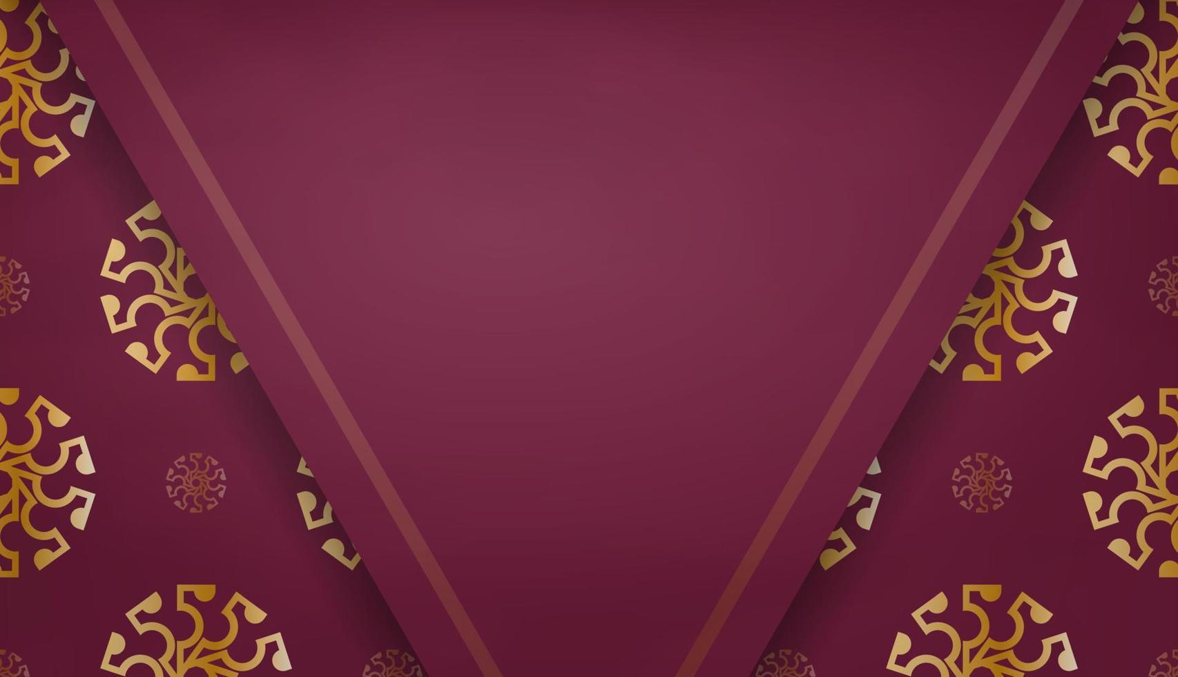 Burgundy banner with indian gold pattern for design under your text vector