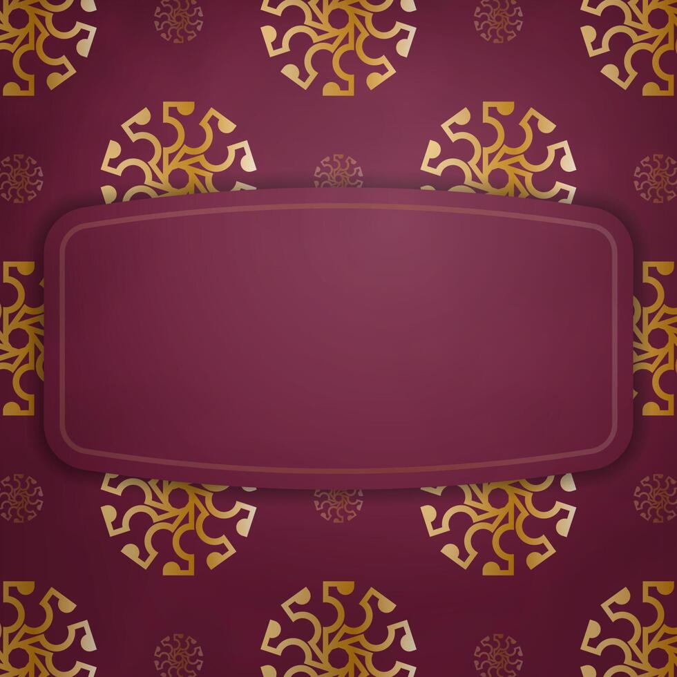 A maroon background with gold ornamented pattern vector