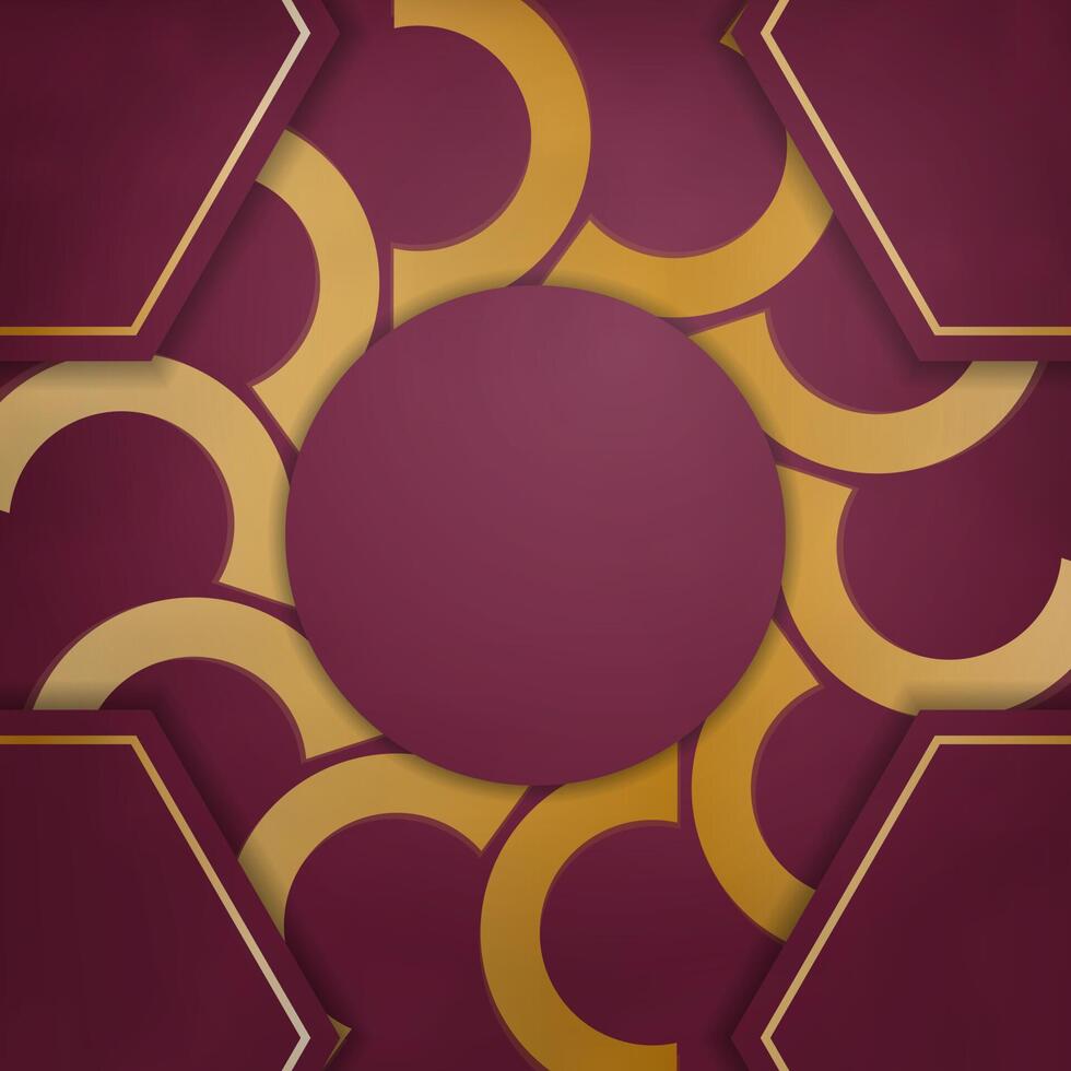 A gold and maroon background with a circular design vector