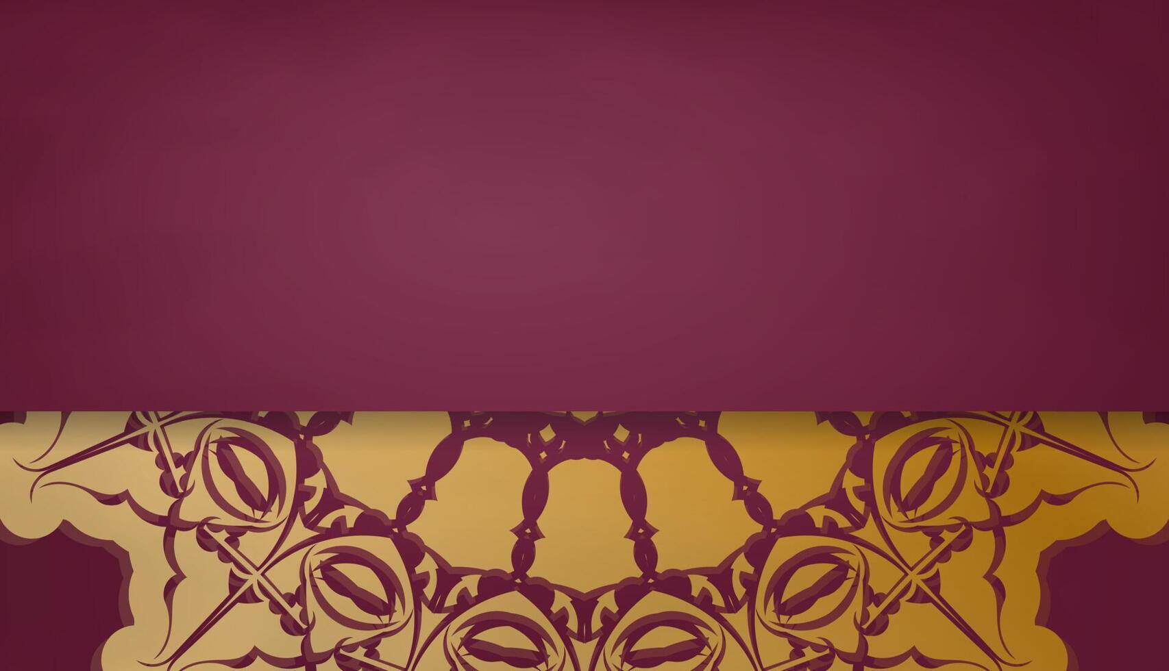 Burgundy banner with greek gold pattern for logo design vector