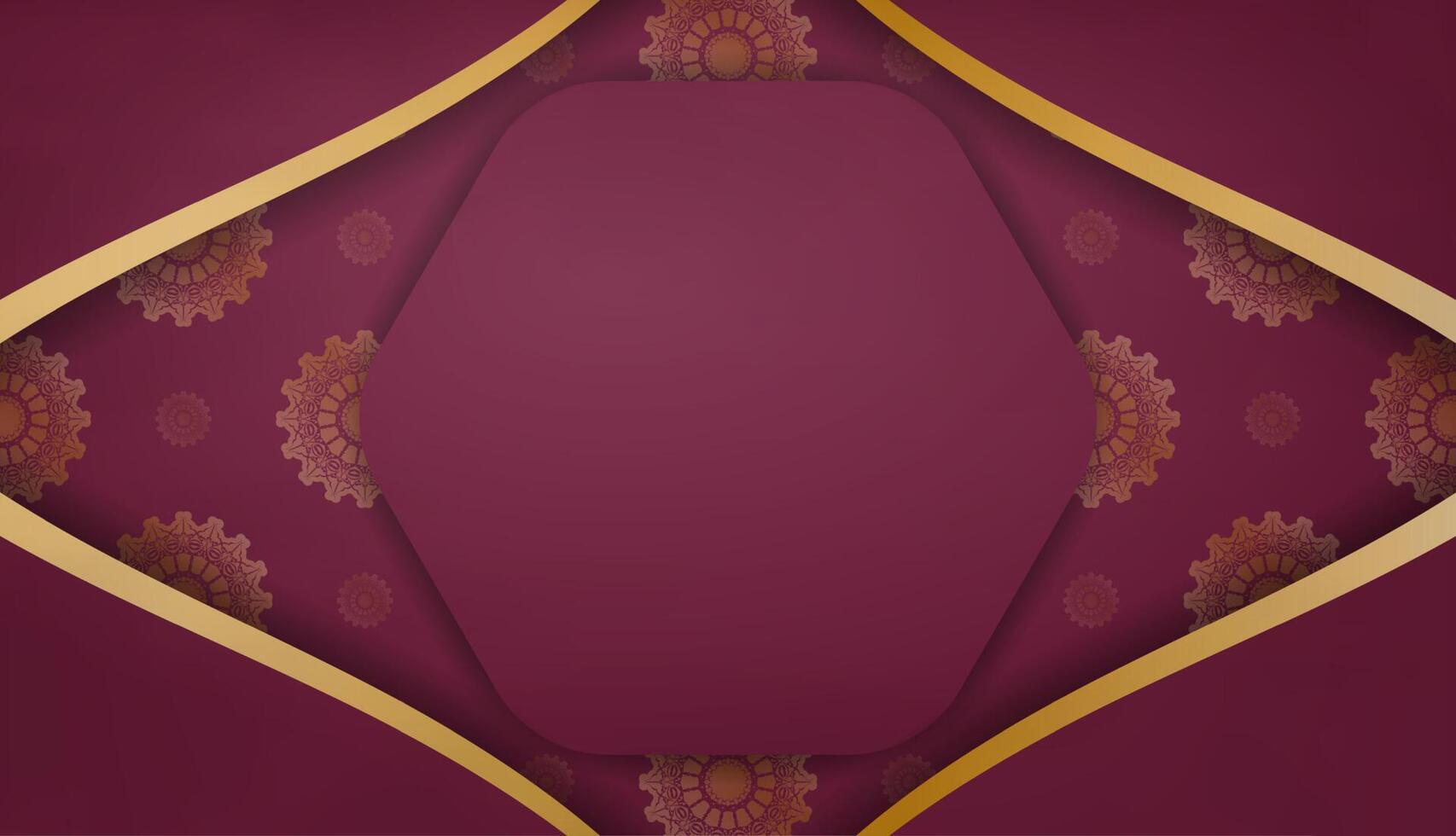 Baner of burgundy color with a mandala with gold ornaments and a place for your logo vector