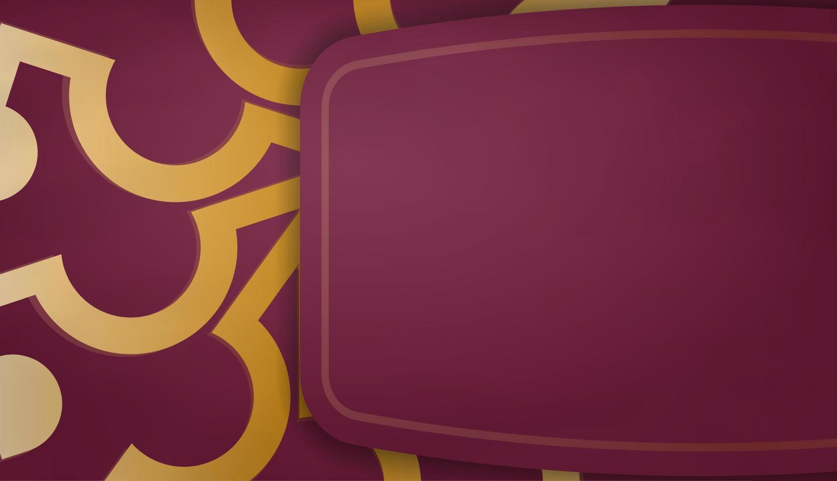 bandera de color burdeos con adorno de oro mandala para el diseño bajo el texto vector