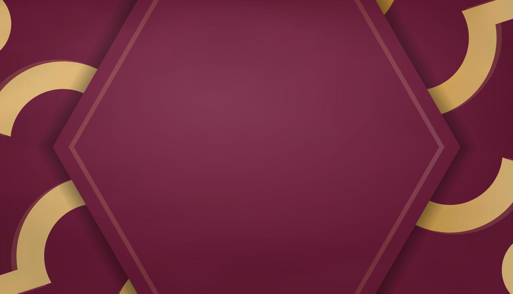 Burgundy banner with Greek gold pattern and logo space vector