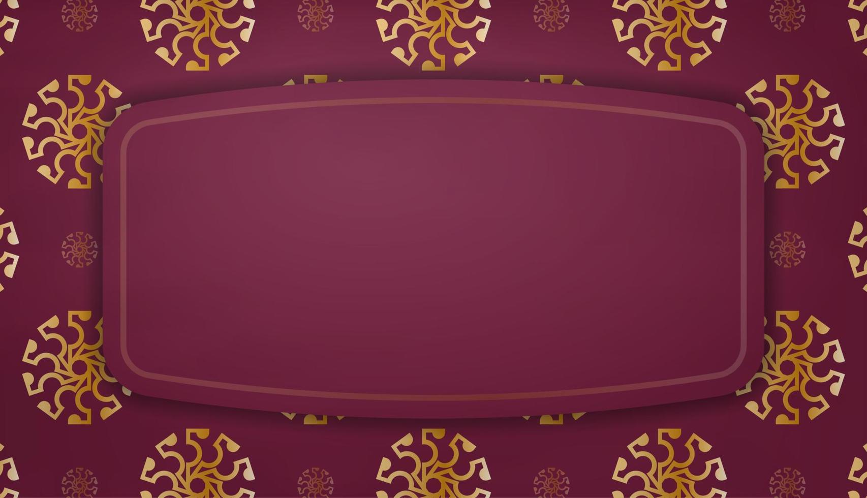 Burgundy banner with Indian gold pattern and a place under the logo vector