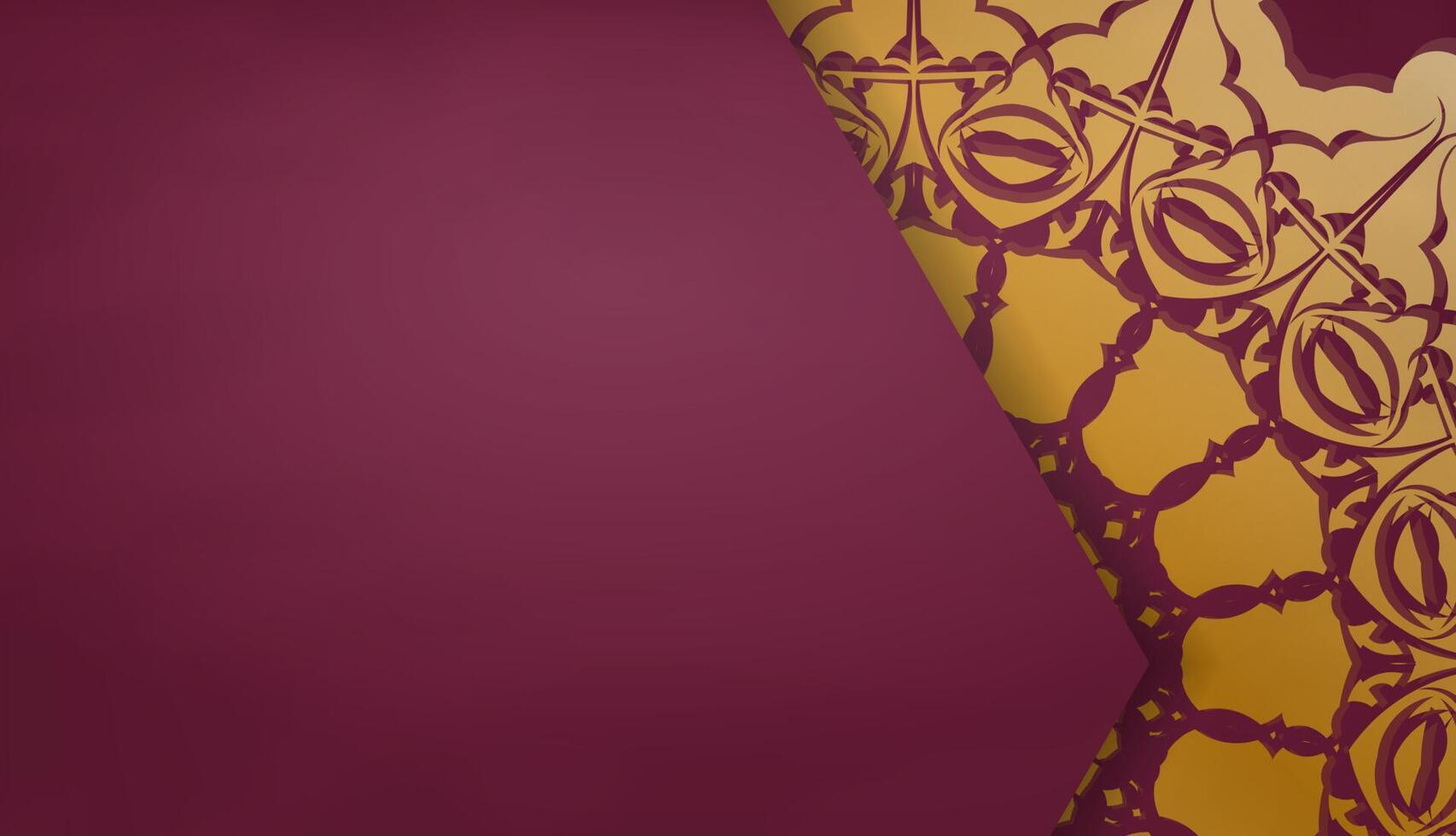 Baner of burgundy color with abstract gold ornament for design under logo vector