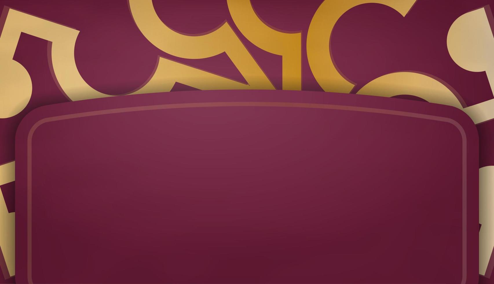 Burgundy banner with greek gold pattern for design under your text vector