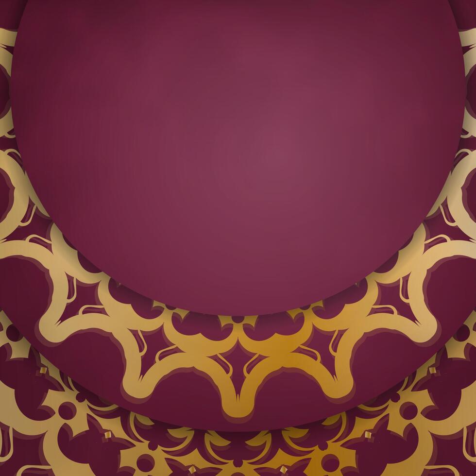 A circular gold and maroon background with a circular pattern vector