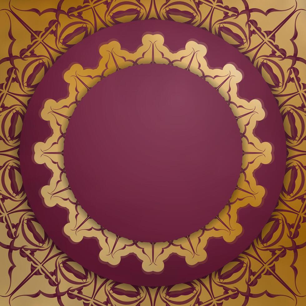Brochure in burgundy color with luxurious gold pattern for your congratulations. vector