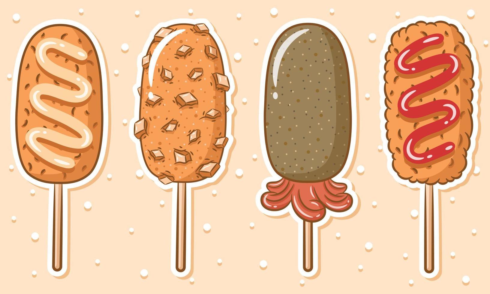 set tokkebi gamja hotdog korean style drawing sticker 15436731 Vector Art  at Vecteezy