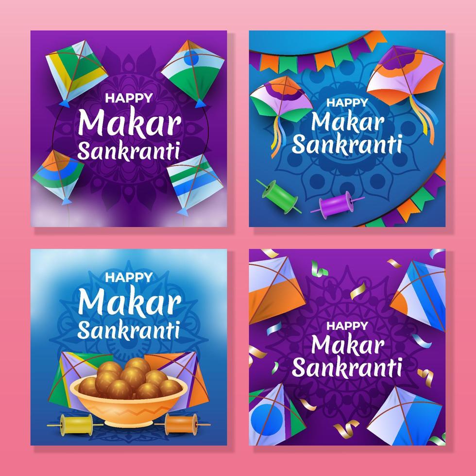 Makar Sankranti Social Media Templates vector