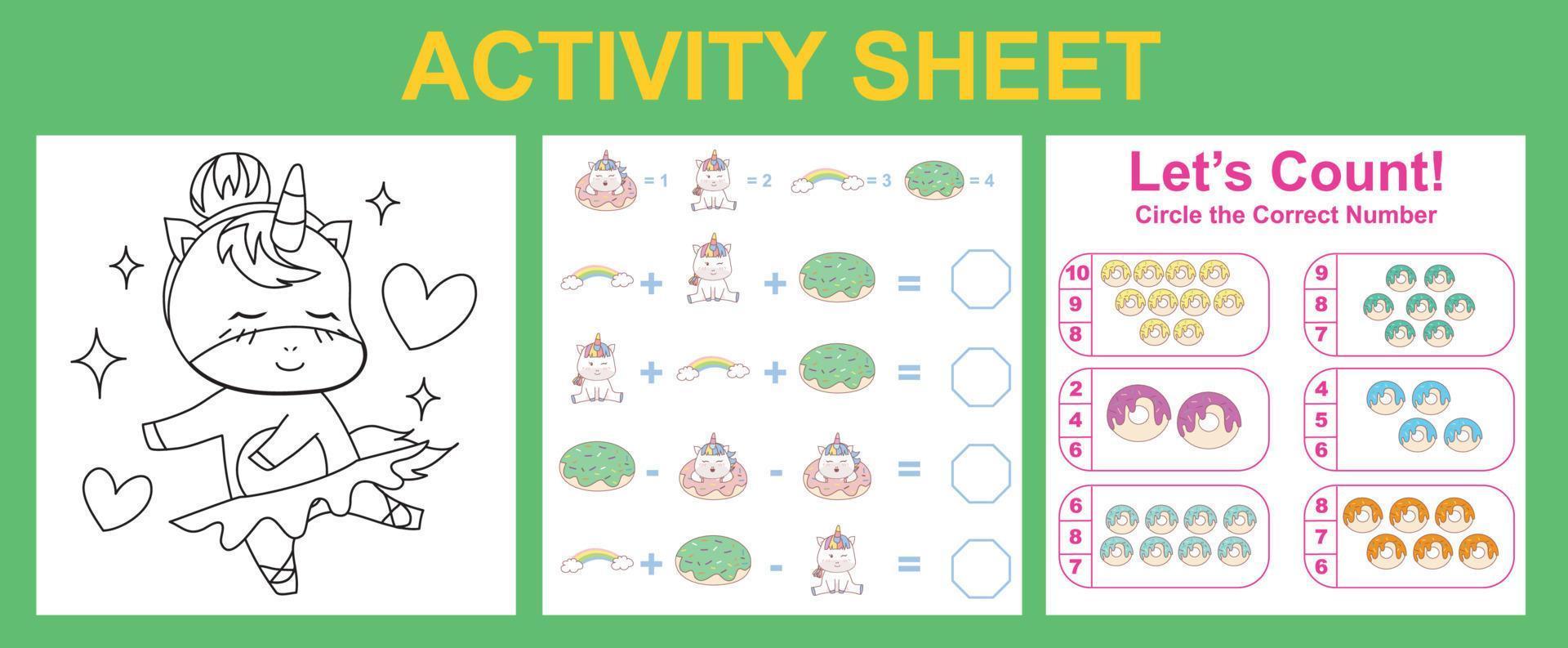 3 in 1 Activity Sheet for Children. Educational printable worksheet. vector