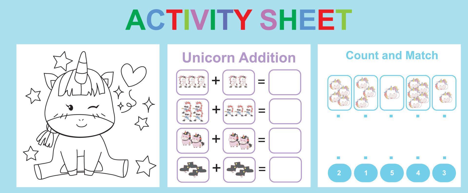 3 in 1 Activity Sheet for Children. Educational printable worksheet. vector