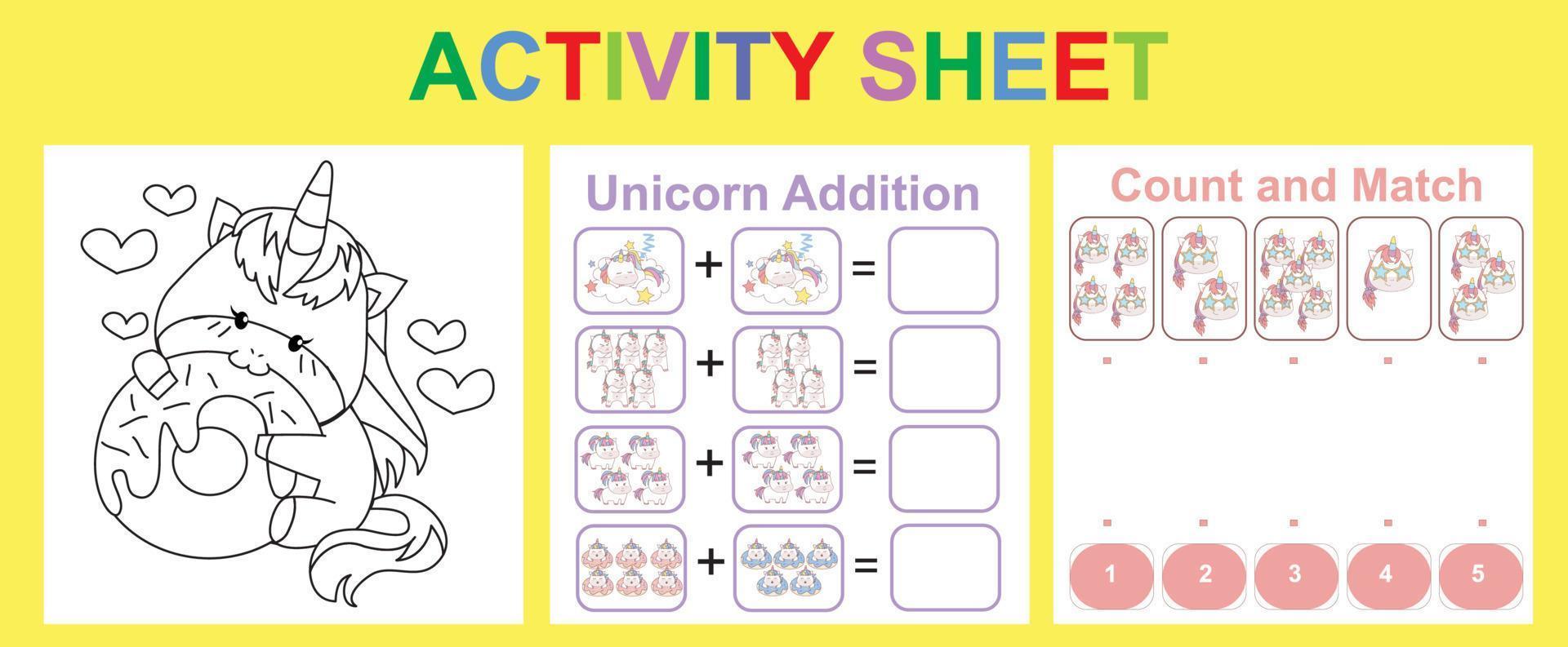 3 in 1 Activity Sheet for Children. Educational printable worksheet. vector