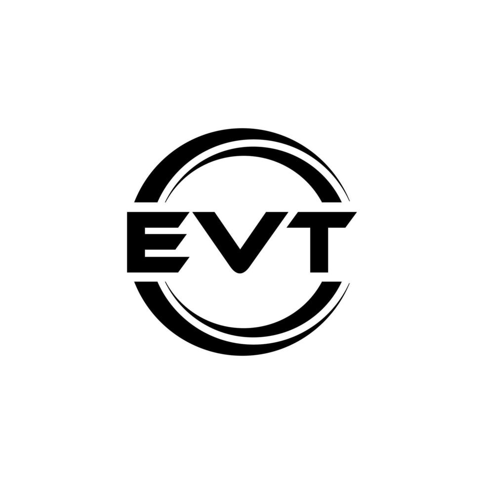 EVT letter logo design in illustration. Vector logo, calligraphy designs for logo, Poster, Invitation, etc.