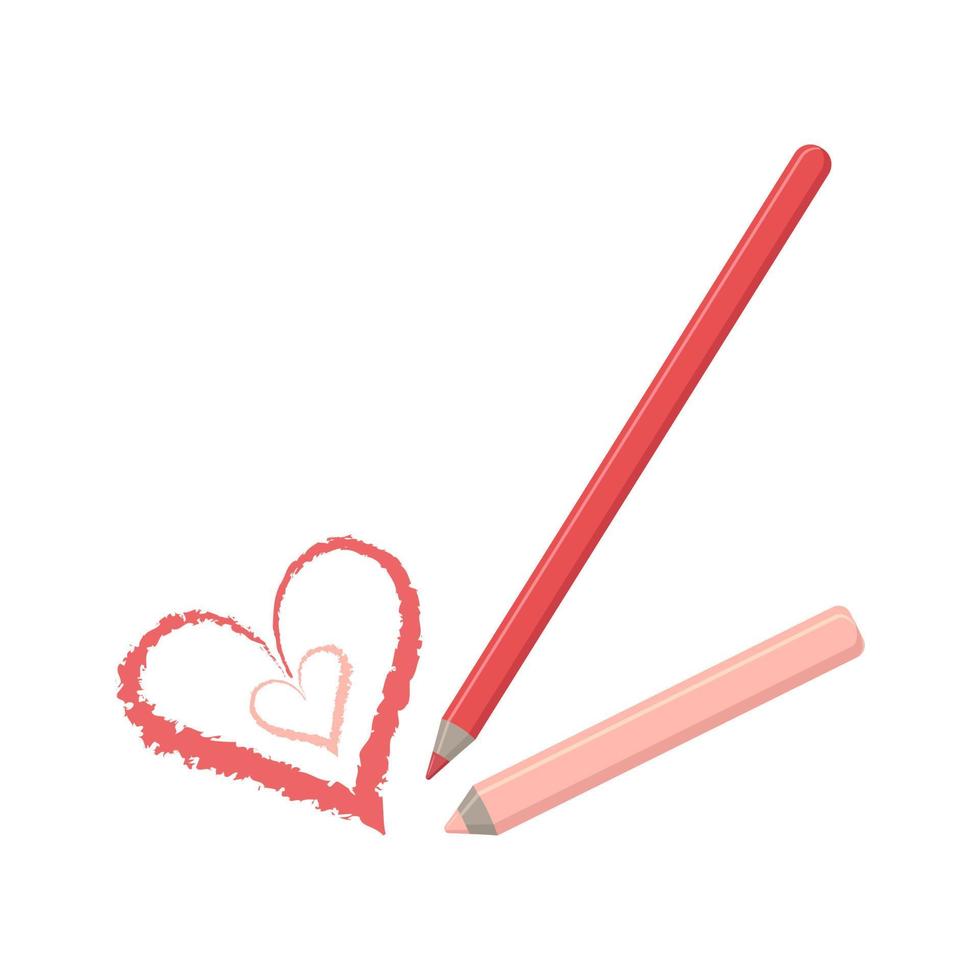 Red and pink lip pencils. vector illustration