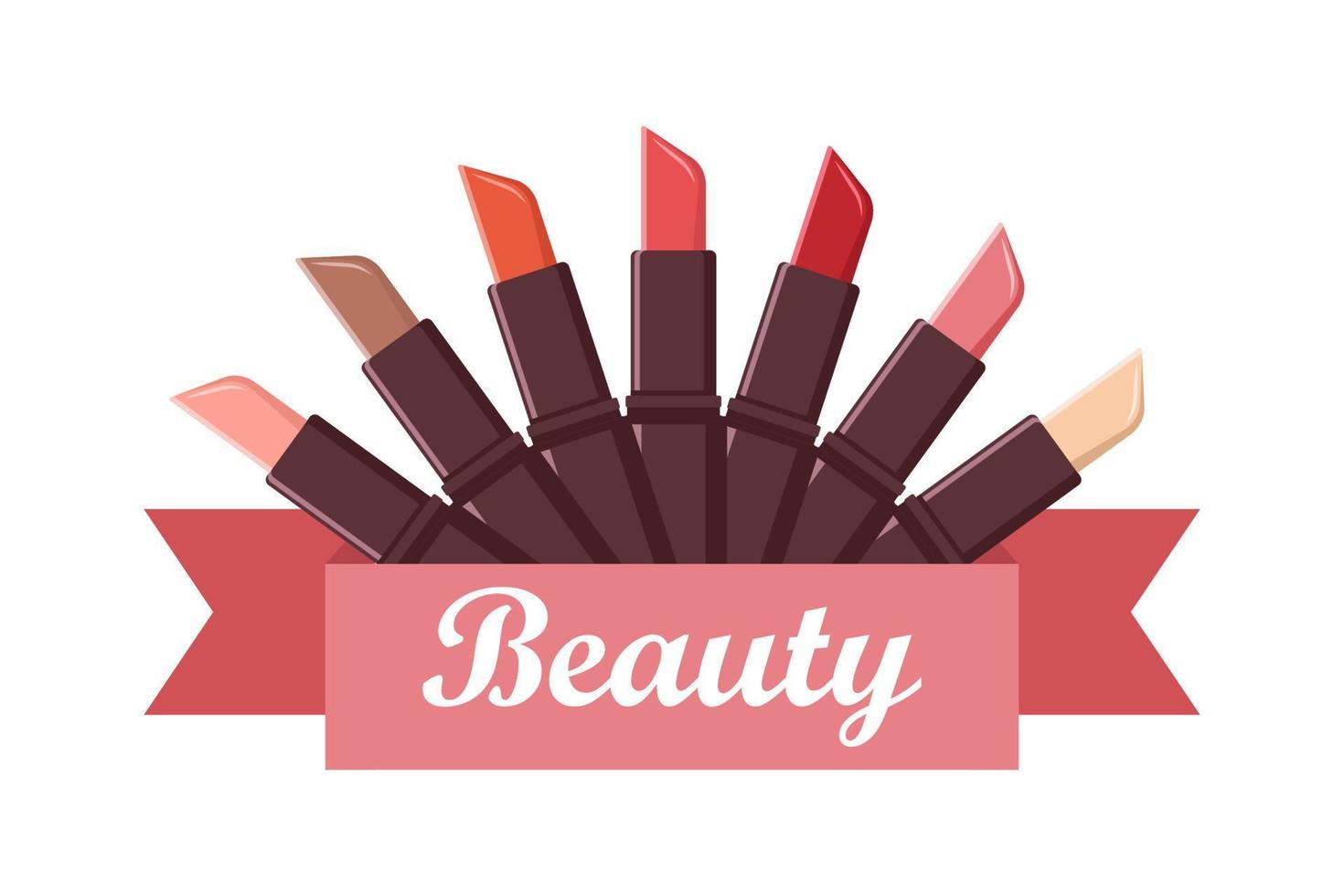 Lipstick set in different colors. vector illustration
